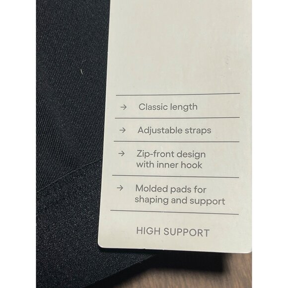 High Support Black Zip Front Sports Bra 38C Moisture Wicking Adjustable Straps - Picture 5 of 7